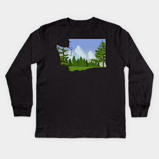 Washington State Outline Kids Long Sleeve T-Shirt